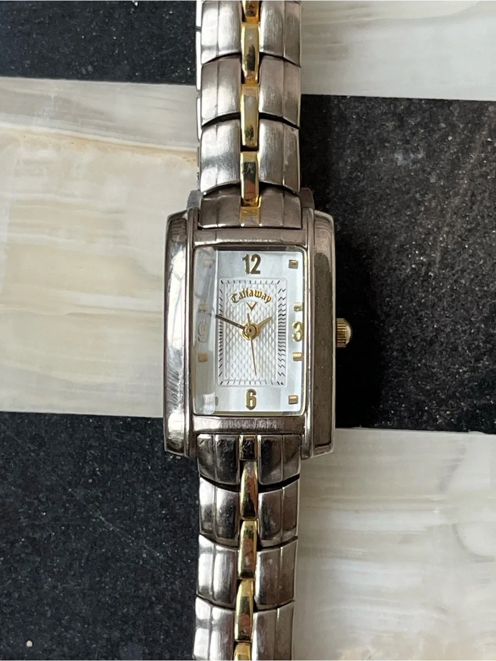 Womens Tank Watch Callaway Golf 20mm Two Tone White Dial Working